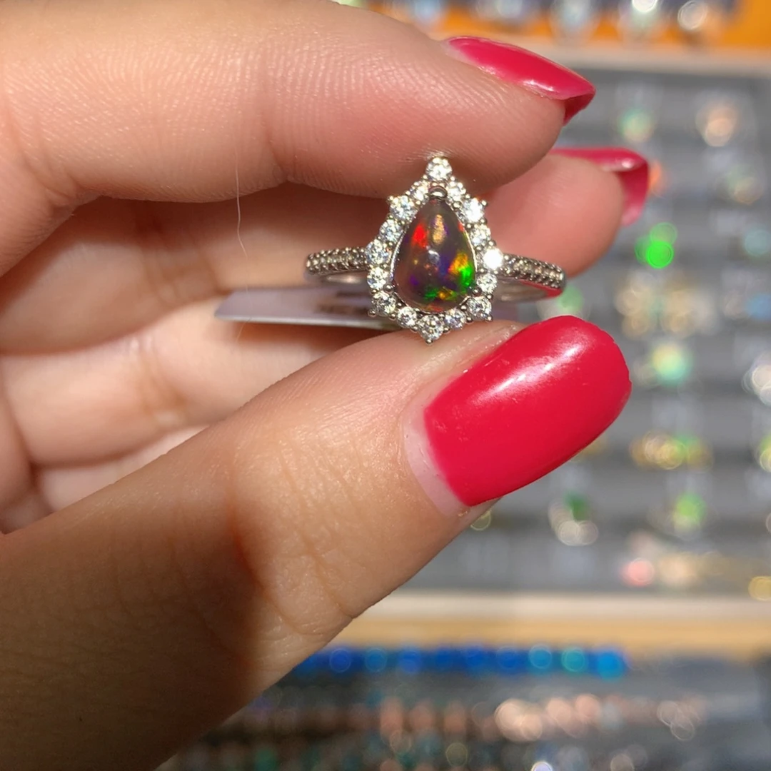 银S925镶嵌欧泊欧泊福利戒指l