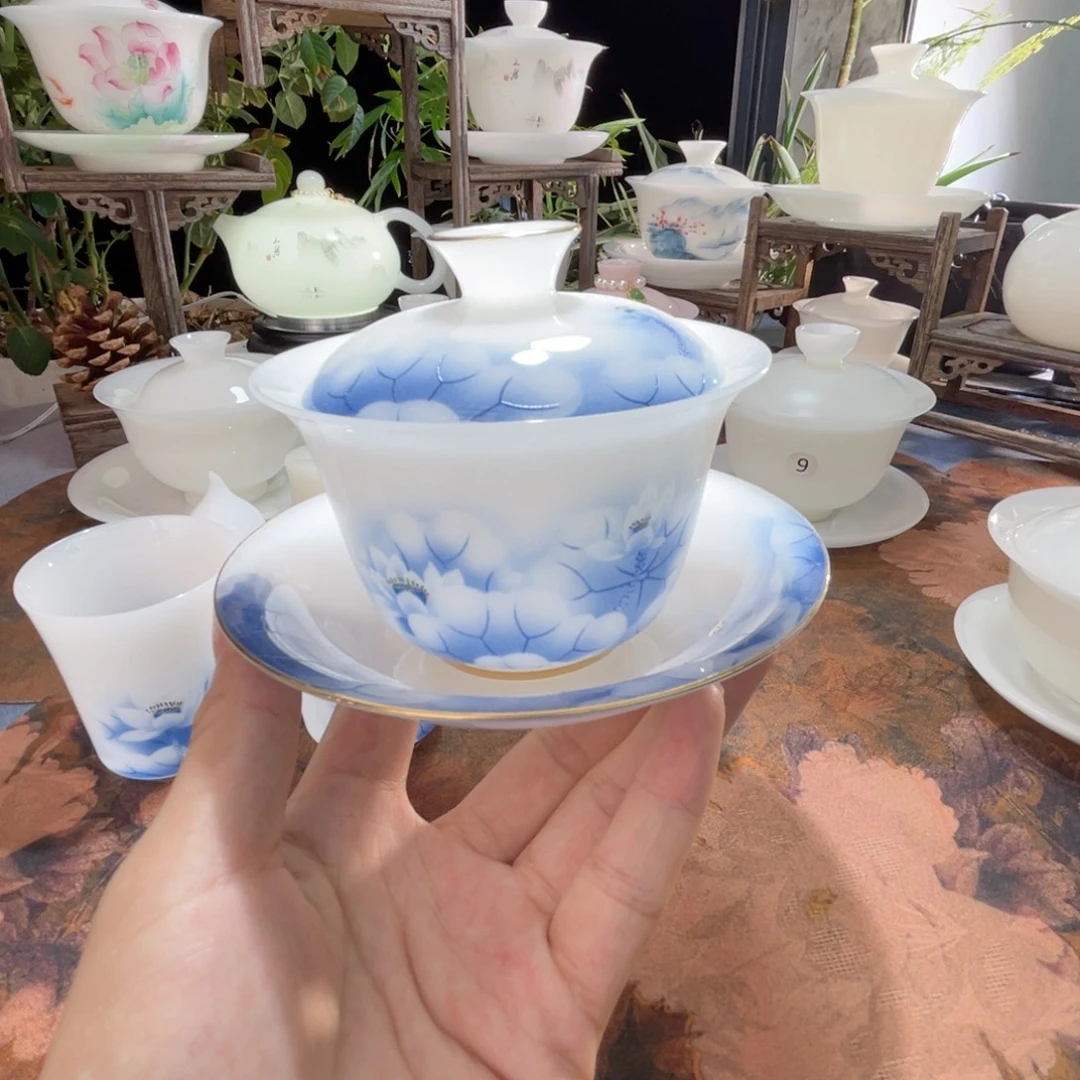 冰晶璞玉蓝莲花三才元宝