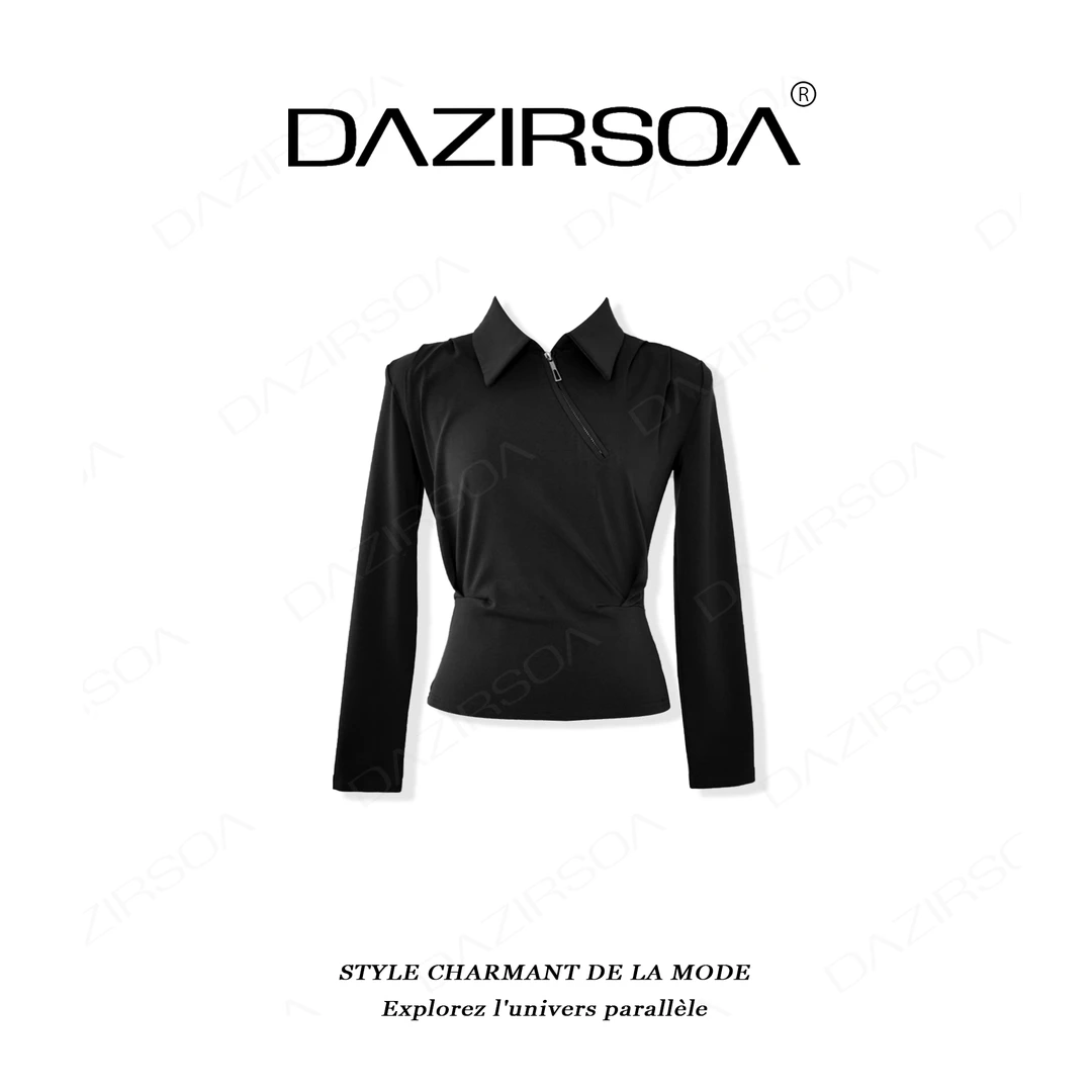 DAZIRSOA/达姿“多面自我”时尚百搭复古衬衫领上衣AB360