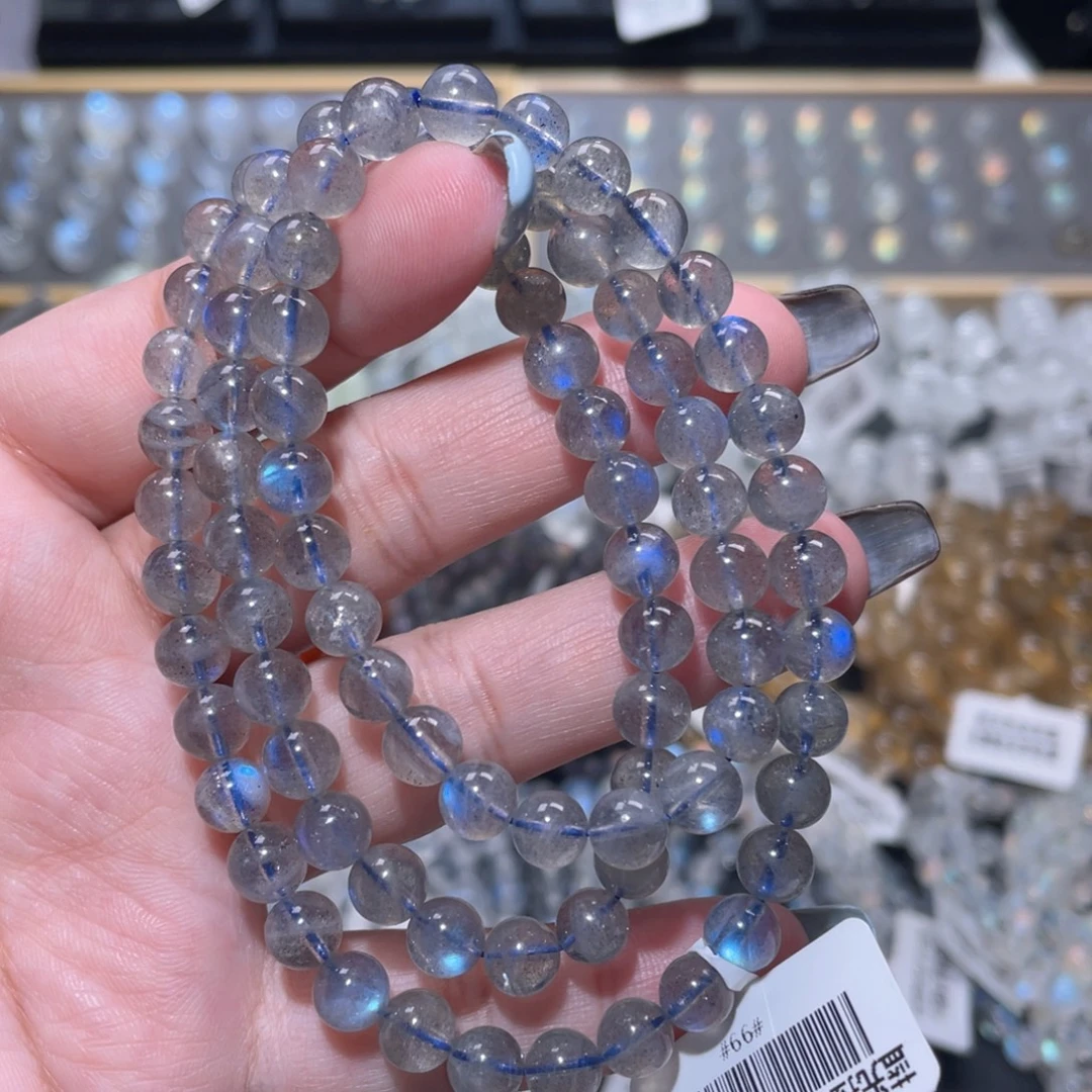 手链长石未镶嵌纯蓝光灰月光手链多圈6mm+ 捡漏价
