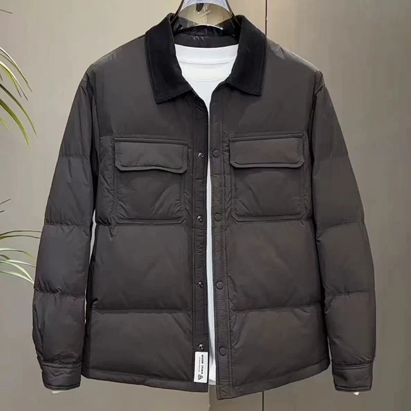 冬季痞帅轻薄羽绒服外套男士潮牌短款高级感休闲百搭衬衣夹克上衣