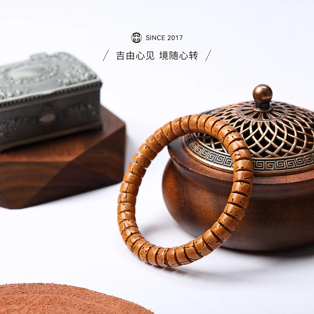 【吉由罗】桃核厚药片手串 秦岭桃核手串 一桃压百木 高密 精工