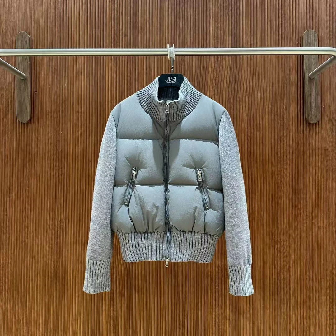 JISI  灰色拼接针织羽绒服-YR25768J