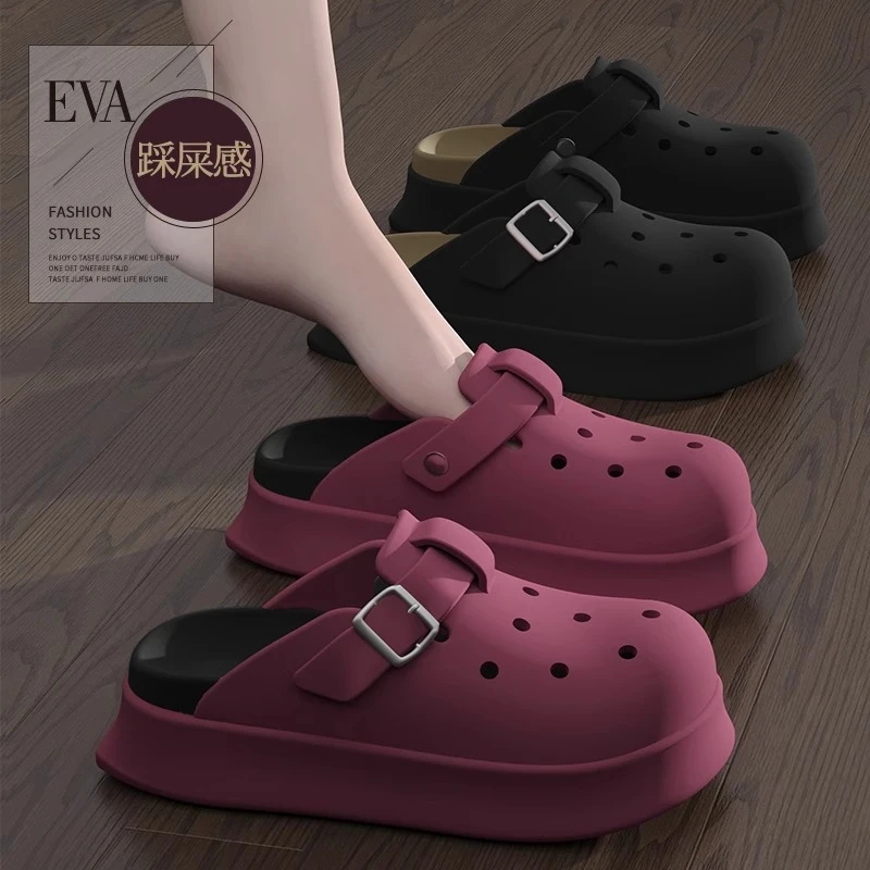 eva踩屎感包头勃肯凉拖鞋女夏室内家居时尚防滑外穿沙滩洞洞鞋ins