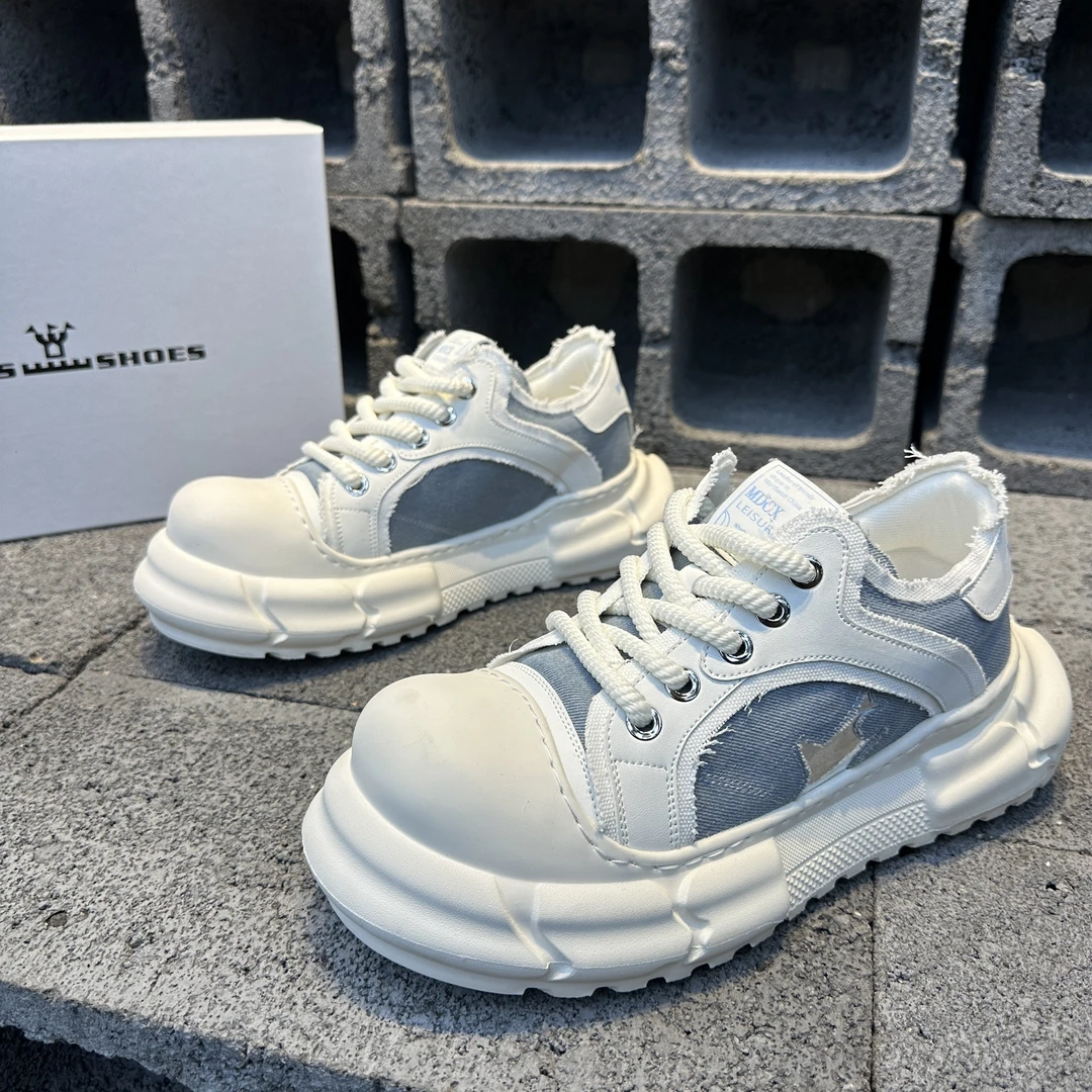 2025轻奢时尚百牌男鞋个性舒适潮鞋帆布国风嘻哈做旧老爹鞋（偏大）