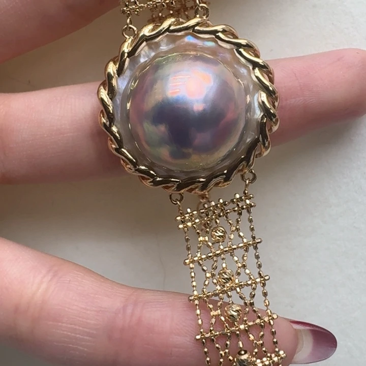 拼合珍珠（马贝珠）手绳18K金镶嵌