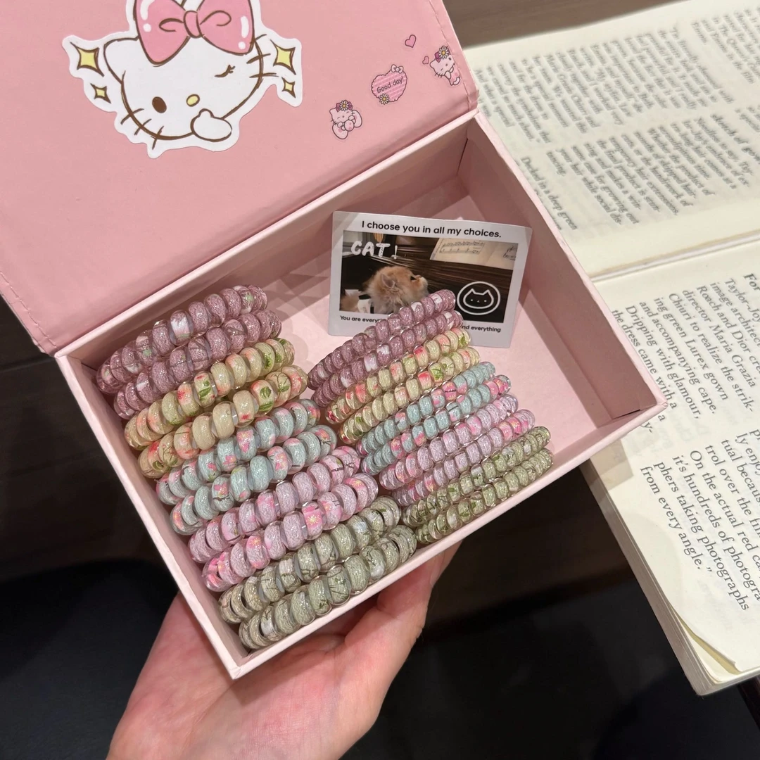 小清新碎花电话线韩系高弹力发圈ins风日常百搭款无痕耐用发饰