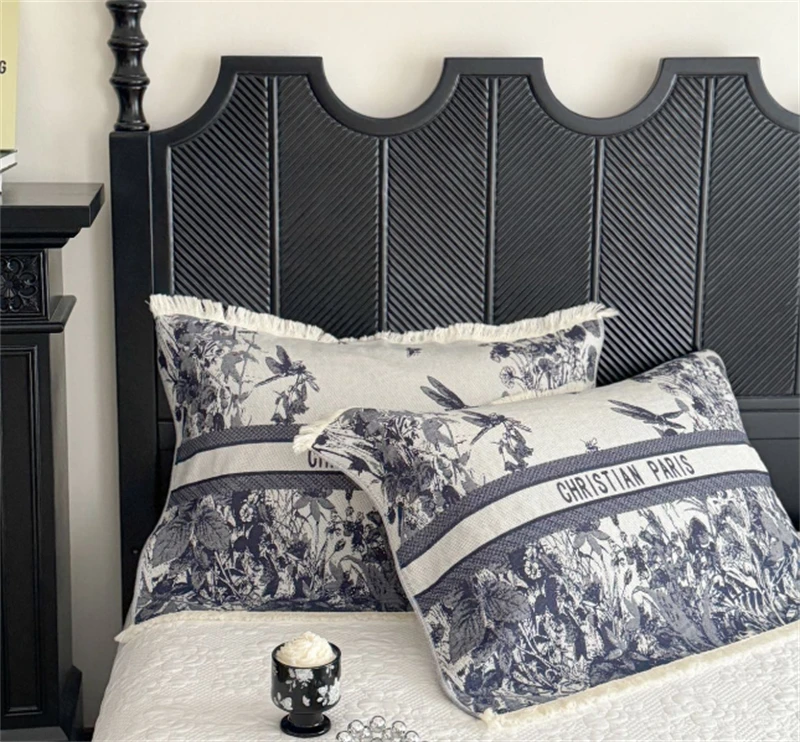 【超级红】蓝色 全棉流苏枕巾