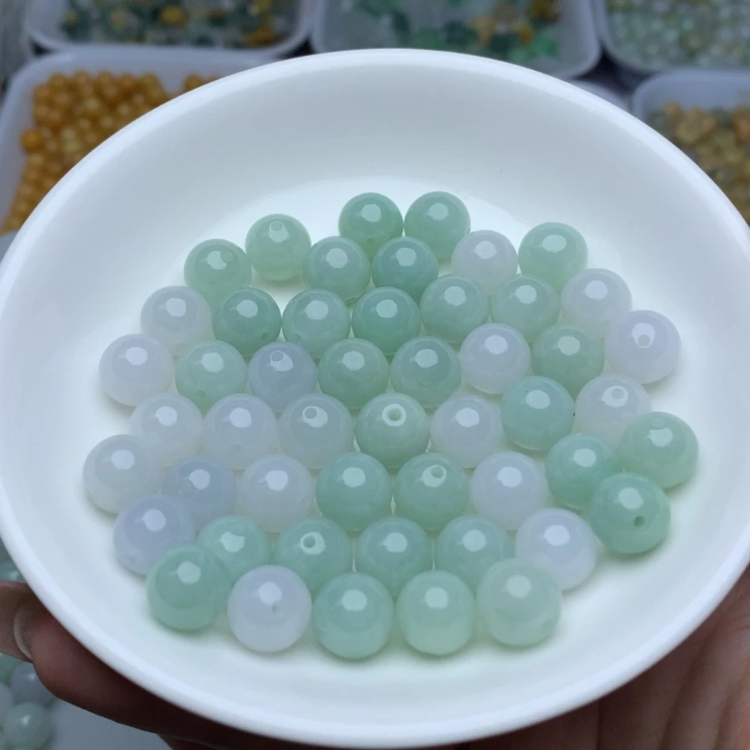 【闪购商品】翡翠手链未镶嵌卡10冰胶绿白3颗