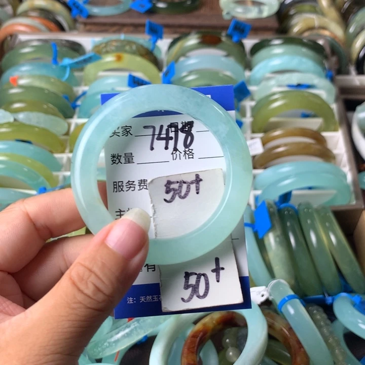 未镶嵌蛇纹石玉手镯7478