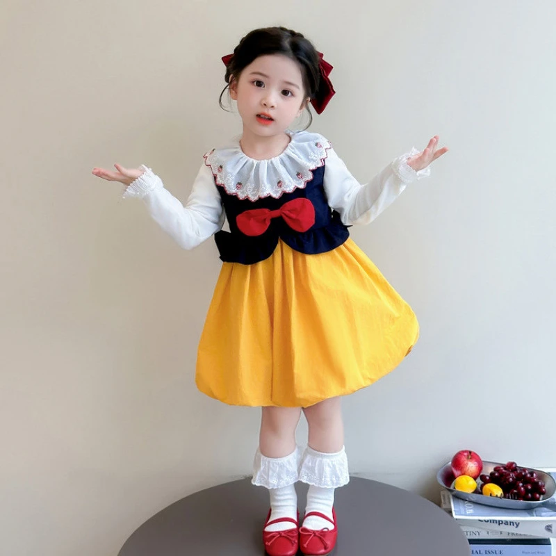 女童白雪公主背心连衣裙两件套2025秋季洋气甜美女宝宝娃娃衫套装