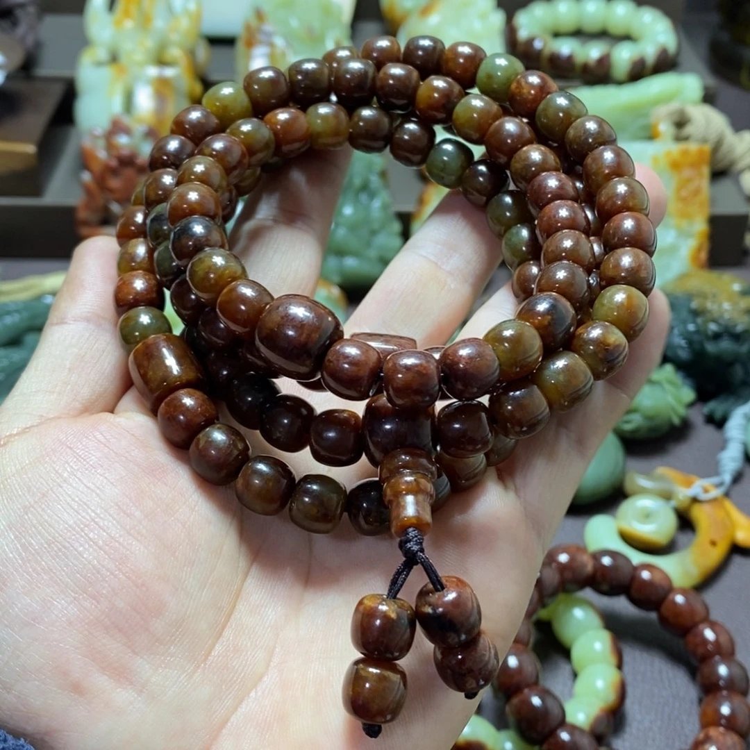 岫岩河磨玉（透闪石质玉）未镶嵌手链108粒10