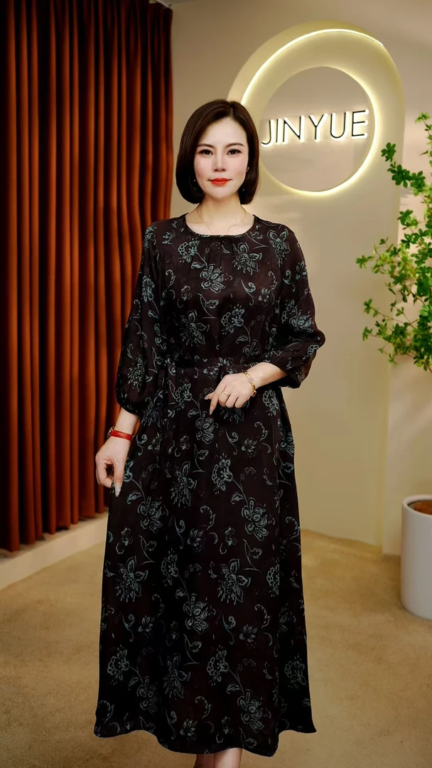【亦禧】2025新款夏季新中式时尚减龄修身气质连衣裙1113A