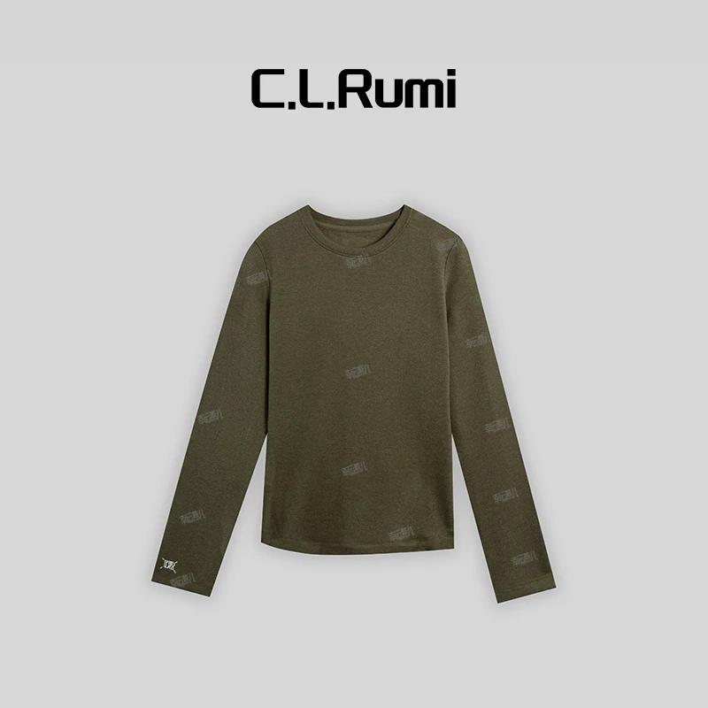 【Rumi女装】“热烤麻糍”圆领保暖加厚刺绣圆领上衣6470sy