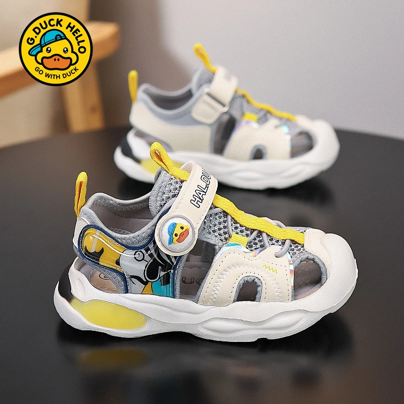 小黄鸭品牌男儿童沙滩凉鞋宝宝2025爆款夏季防滑软底中大童3-12岁