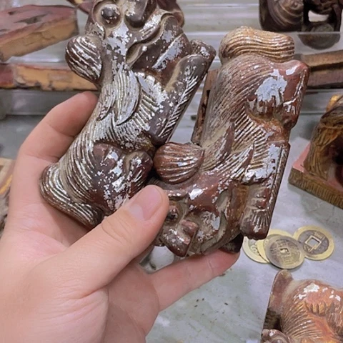 香榧木Y*D一对孤品木雕80