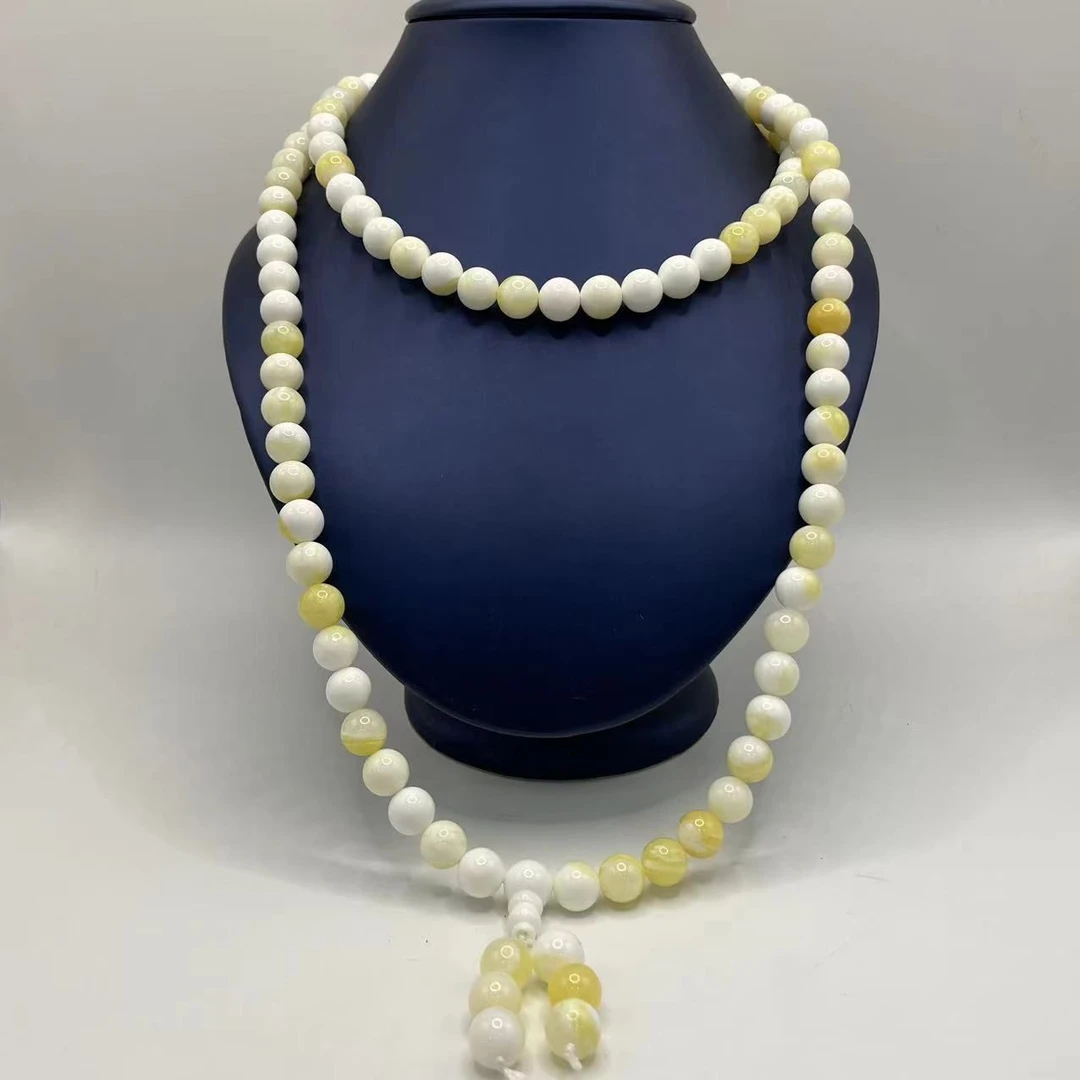 9号J7瑰宝白色108颗10mm项链