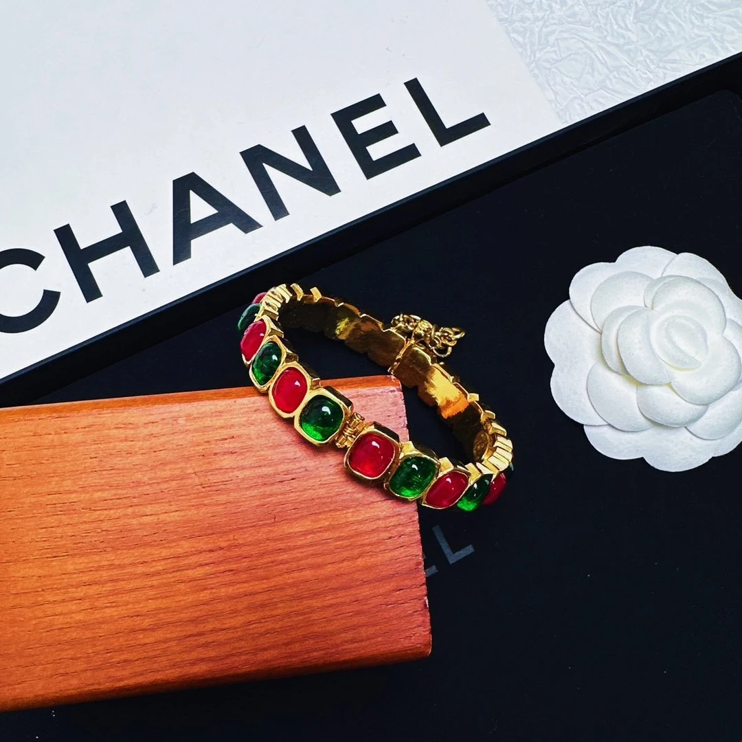 95新 Chanel/香奈儿 柚礼中古/香奈儿红绿琉璃手镯CQ502002