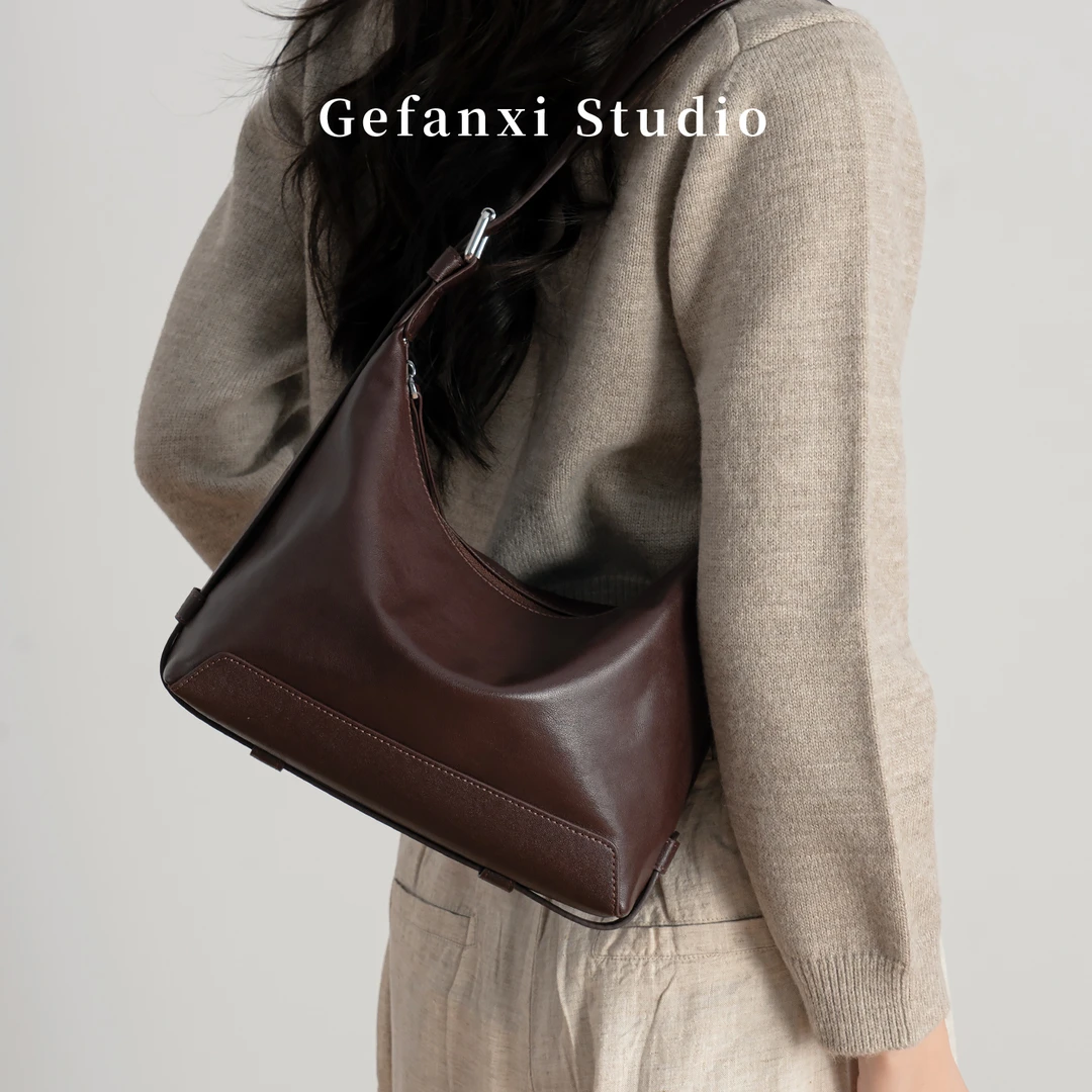 Gefanxi/歌梵希高级质感牛皮包秋冬新款小众设计时尚百搭单肩包