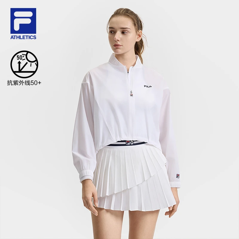 Fila/斐乐女子【棒球领高弹防晒外套】速干运动梭织上衣A11W523702F