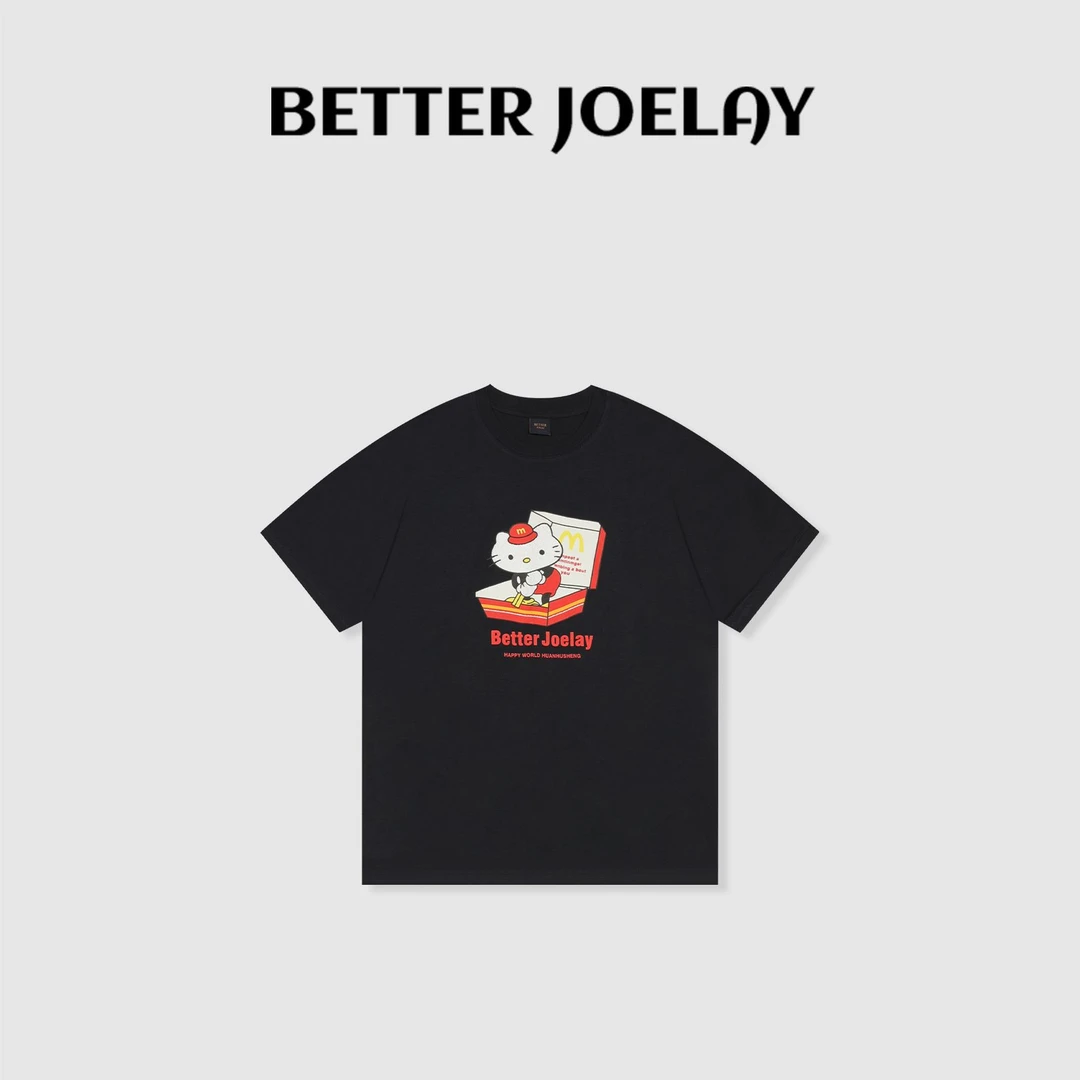 BETTER JOELAY -大版【喵喵星球】百搭T恤短袖休闲经典圆领KH1900