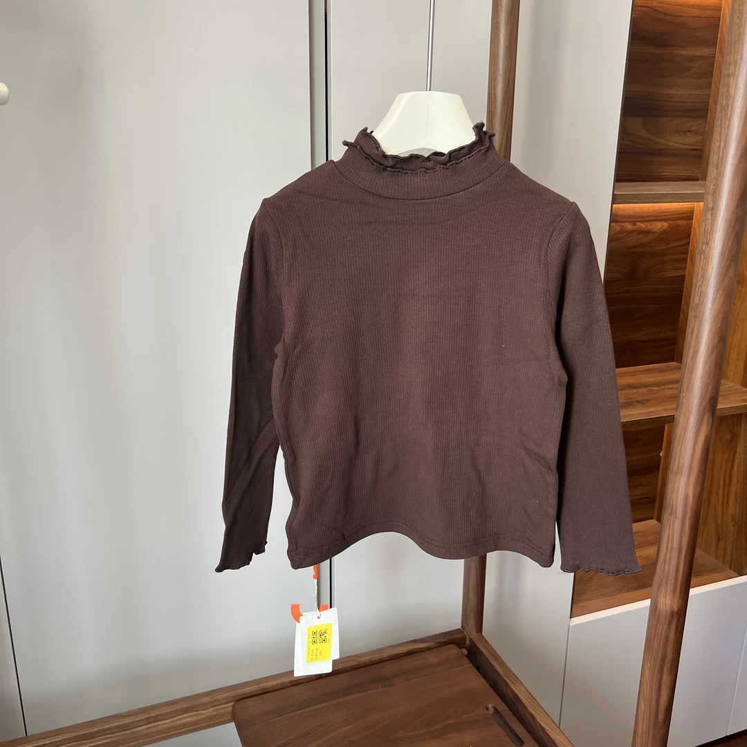 【编号S208】YQ2383-13-儿童密拷时尚打底衫咖色-CC+