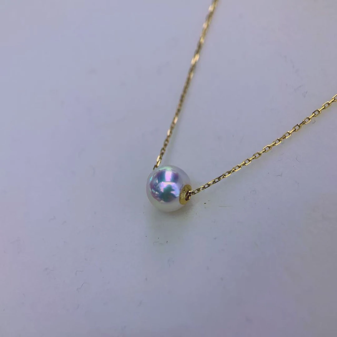 【闪购商品】海水珍珠8-9mm路路通吊坠18K金白色万能百搭经典气质