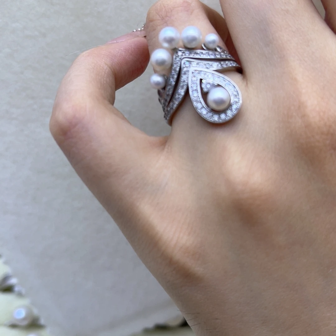 淡水珍珠银S925镶嵌戒指