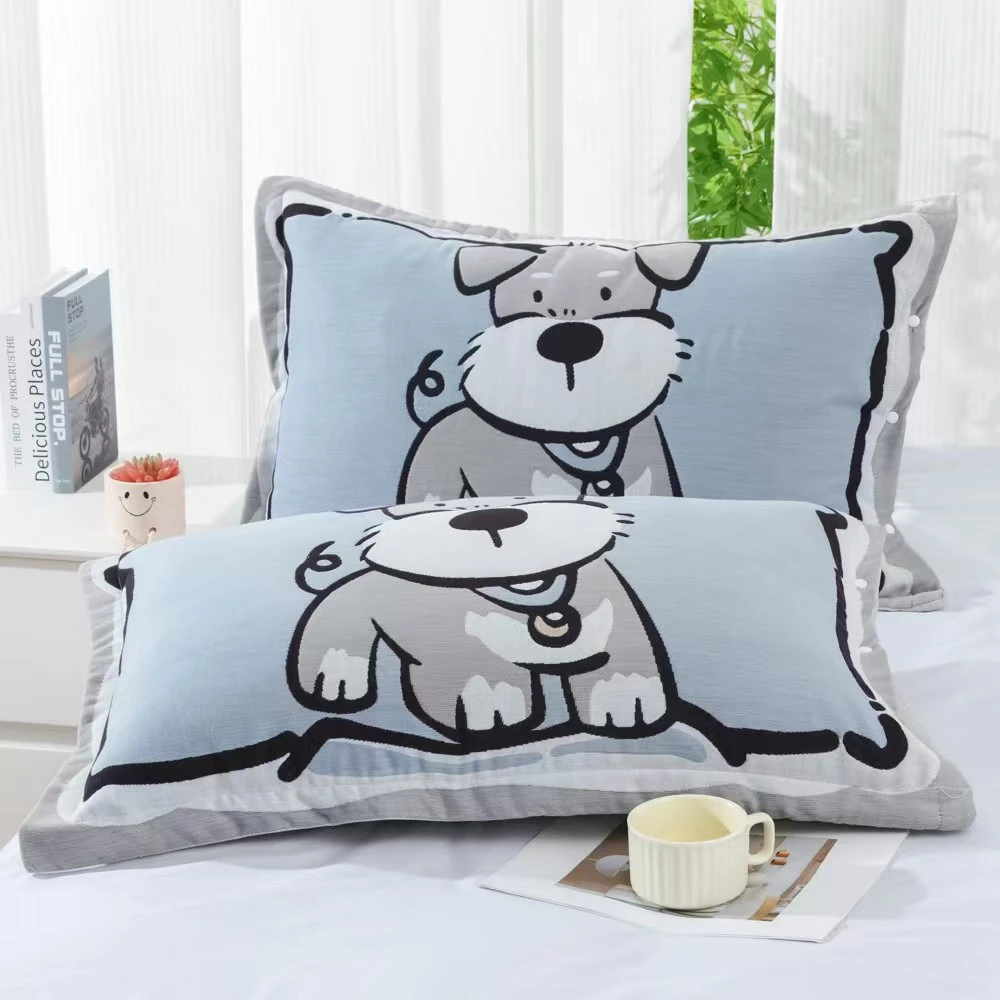 纯棉纱布枕套一对装加大加厚按扣枕头套AB版家用成人透气枕芯套