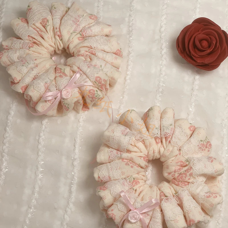 粉黛-原创手作碎花大肠发圈发饰