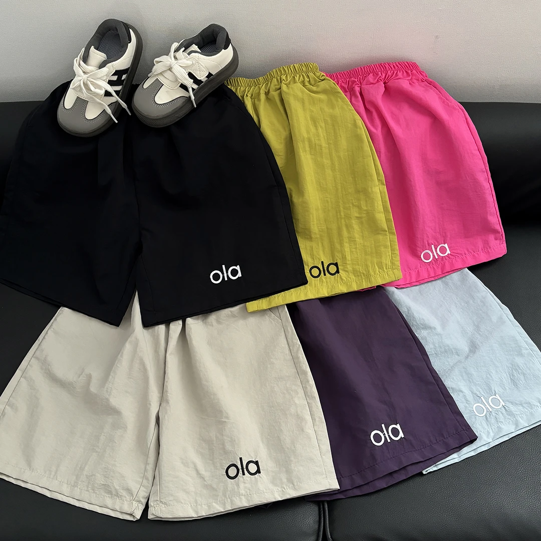 【夏日多巴胺】儿童夏季运动速干锦纶短裤纯色刺绣百搭中裤男女童