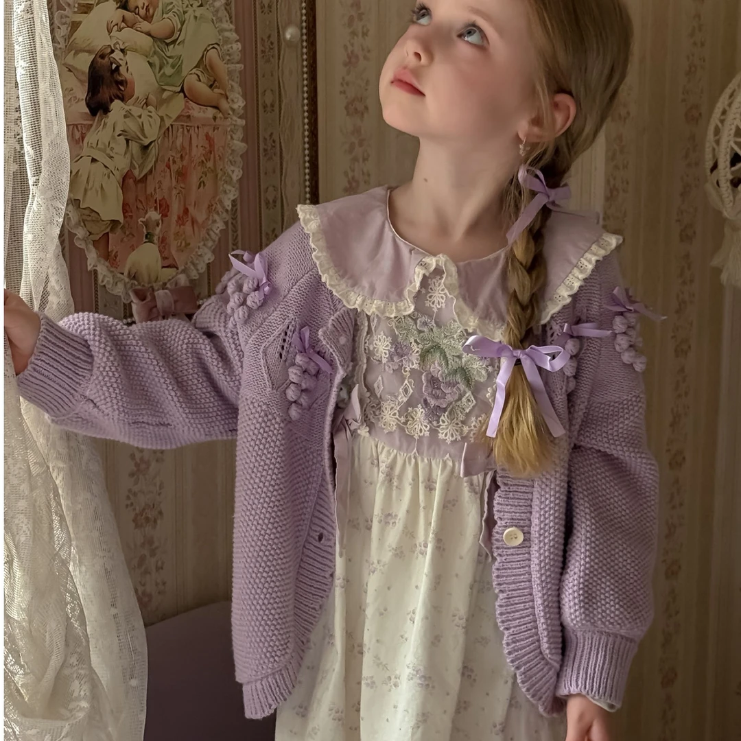 法洛莉•25秋~时尚花朵毛衣53447紫色19-13