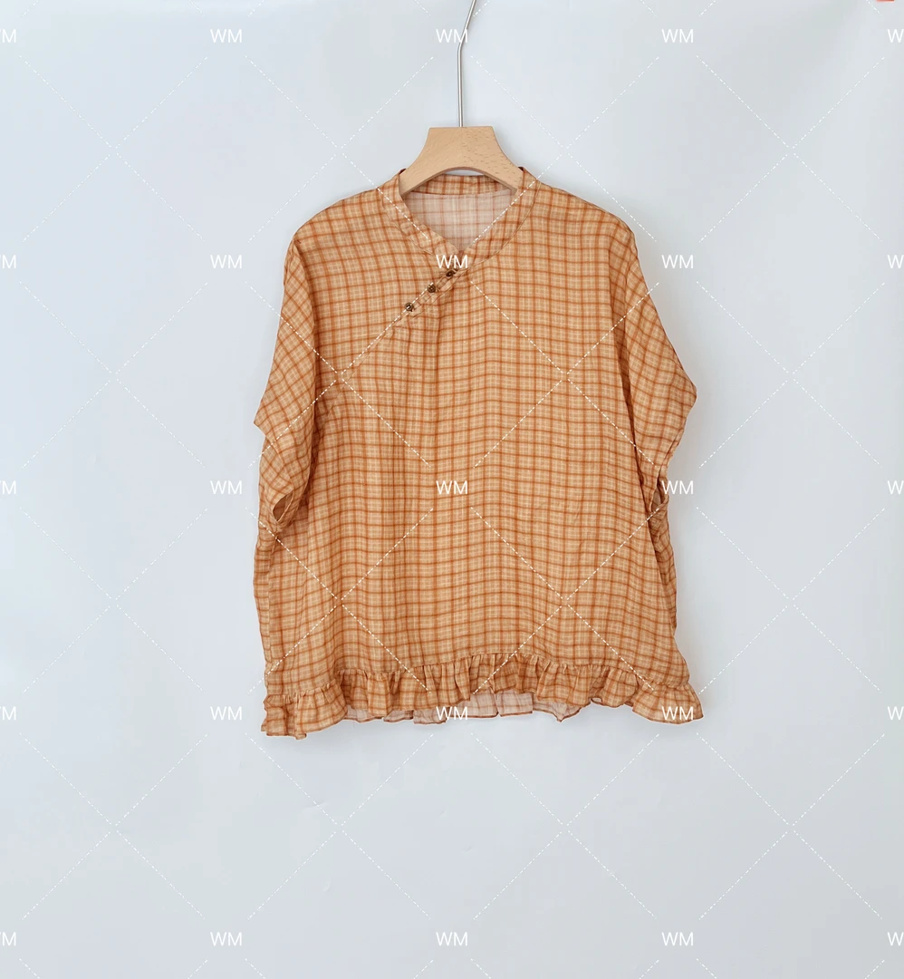 WMeng.*枫叶*小众款极简显瘦百搭麻料小衫JS-C-25061901