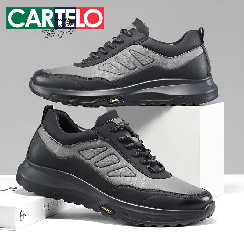 卡帝乐鳄鱼男士休闲皮鞋冬季百搭时尚真皮鞋男开车舒适户外运动鞋