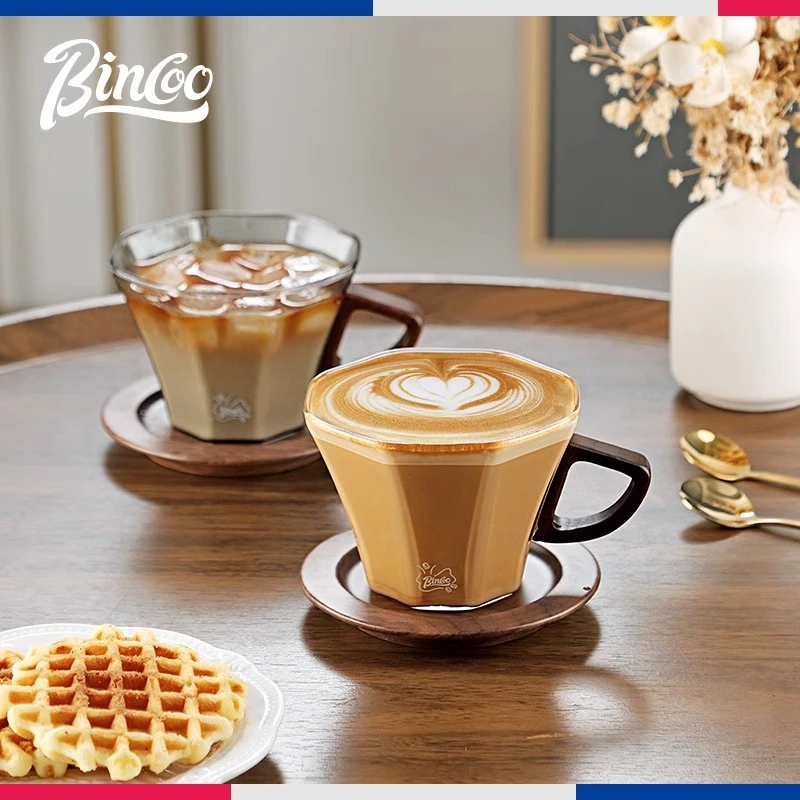 Bincoo咖啡杯拉花专业耐高温玻璃杯碟拿铁卡布奇诺杯子高颜值水杯