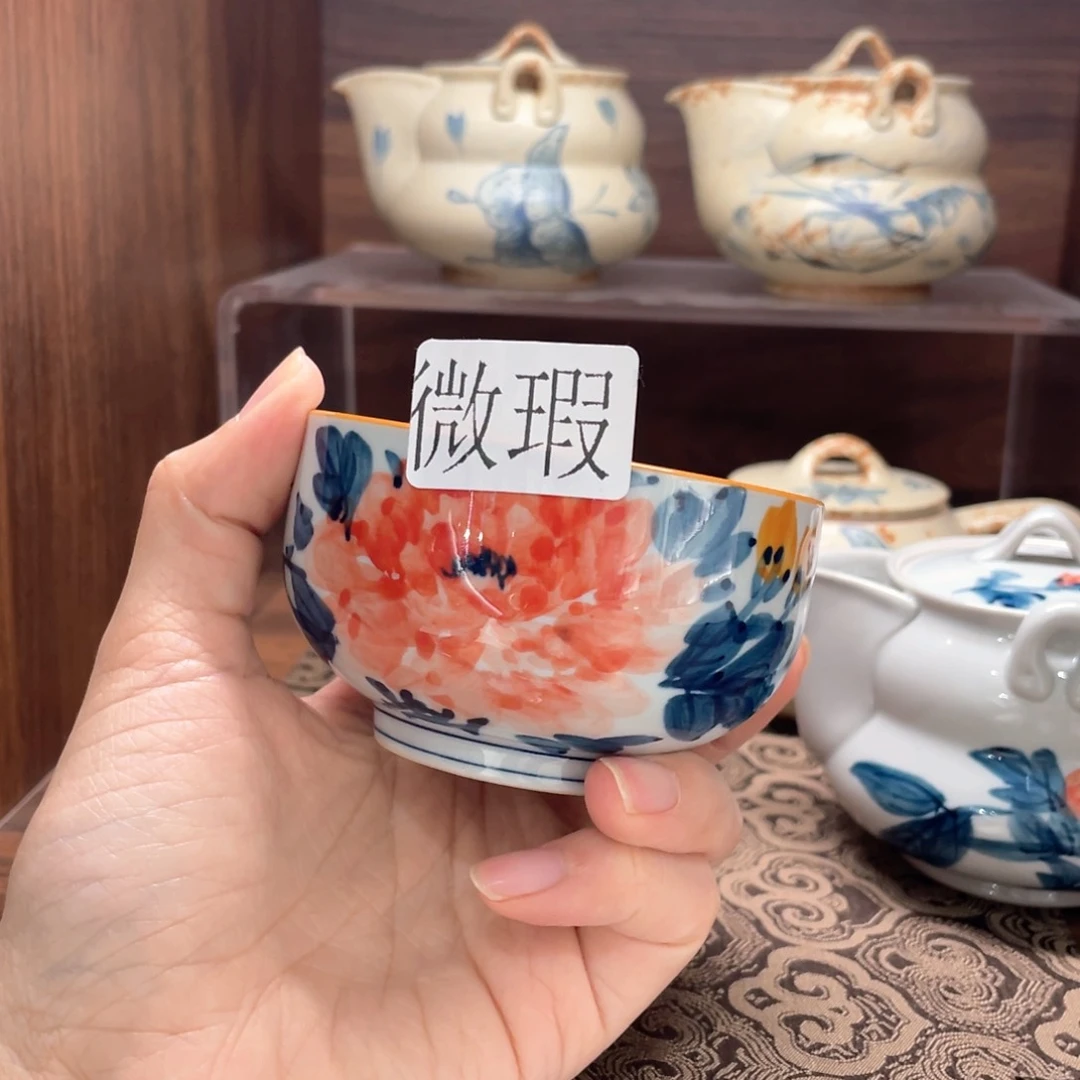 釉下手绘茶具微瑕
