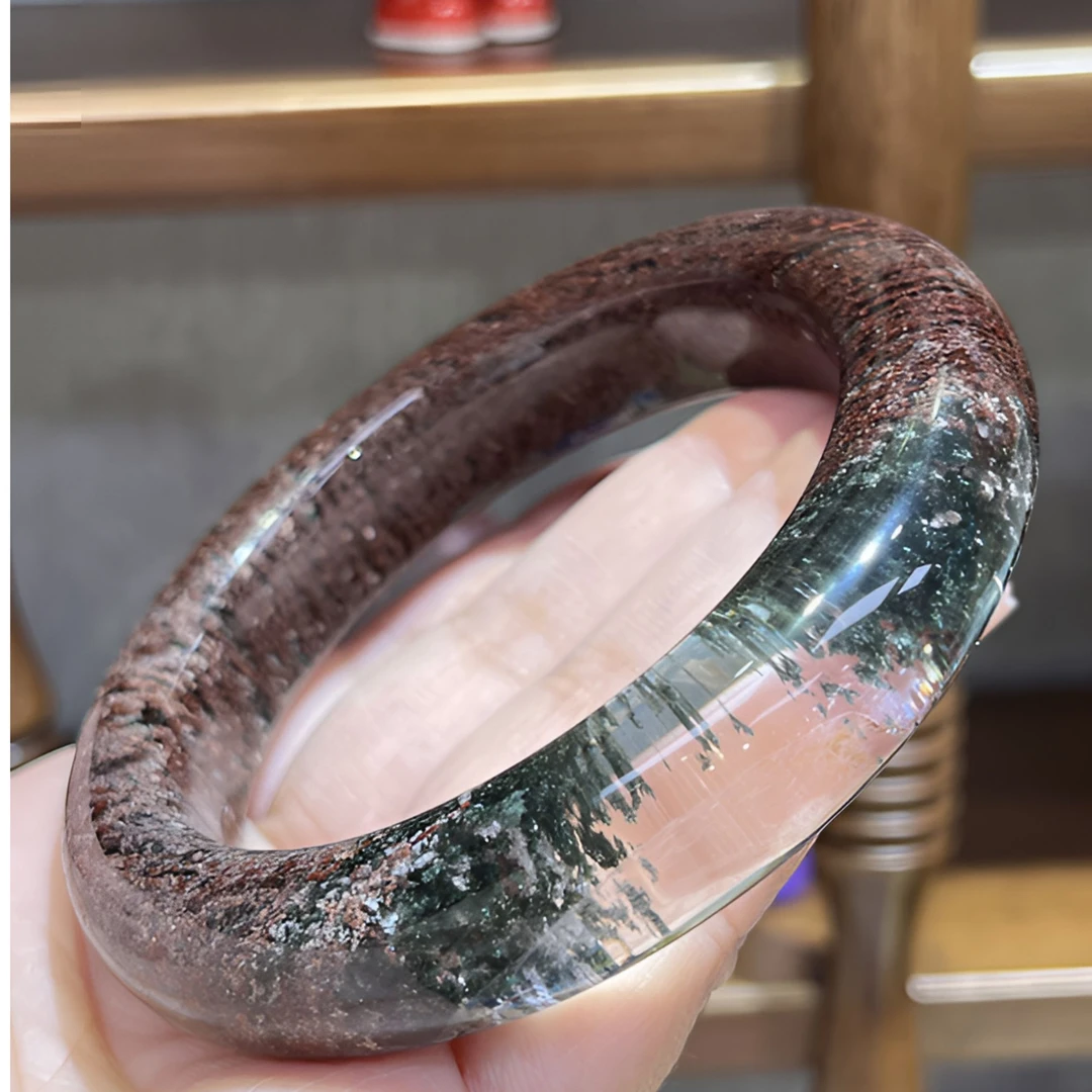 天然绿幽灵水晶手镯50-55手围