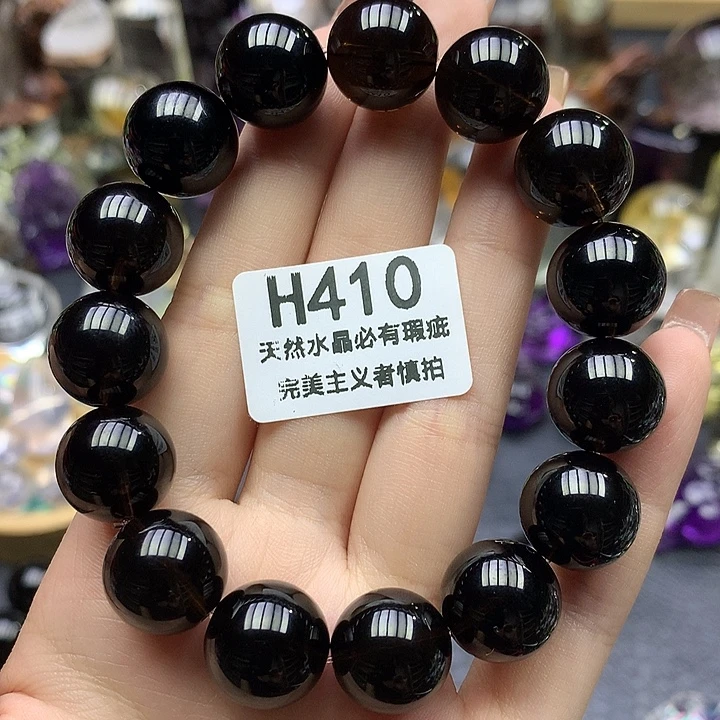 沐***蕾水晶珠宝半成品未镶嵌手串13+黑水晶