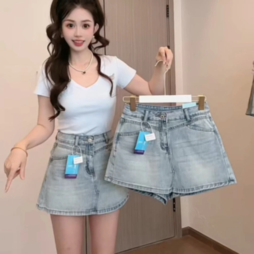 86030-夏季百搭微弹牛仔裤裙