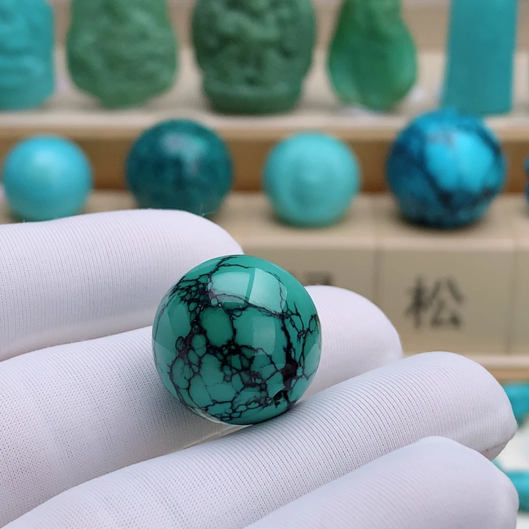 绿松石未镶嵌挂件旬阳圆珠