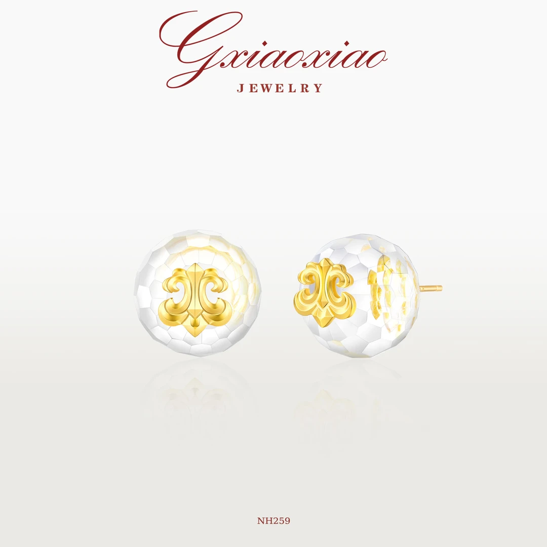 G XIAOXIAO 镀K金法式气质时尚高级感百搭鸢尾花冰透耳环 NH259