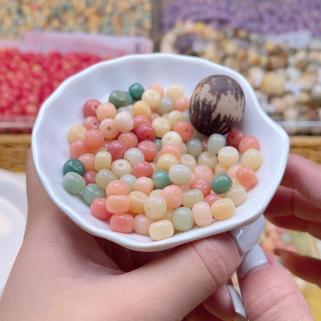 白玉菩提吊坠c8mm120颗 马卡龙迷你桶