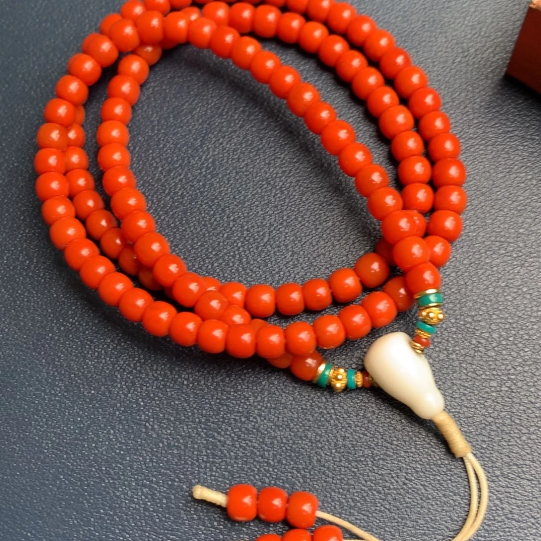 南红玛瑙未镶嵌保山天然原矿南红6mm+老型108多圈