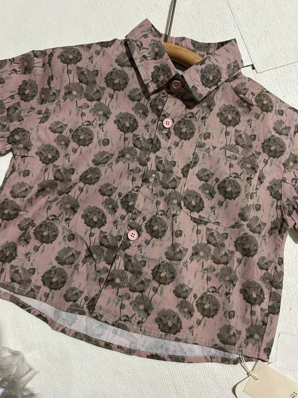 25207现货no退换。儿童韩系花衬衫