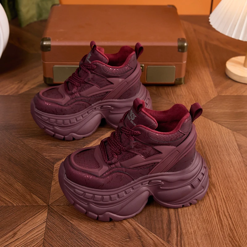 加绒老爹鞋女2025冬季新款时尚保暖高帮鞋小个子内增高休闲运动鞋