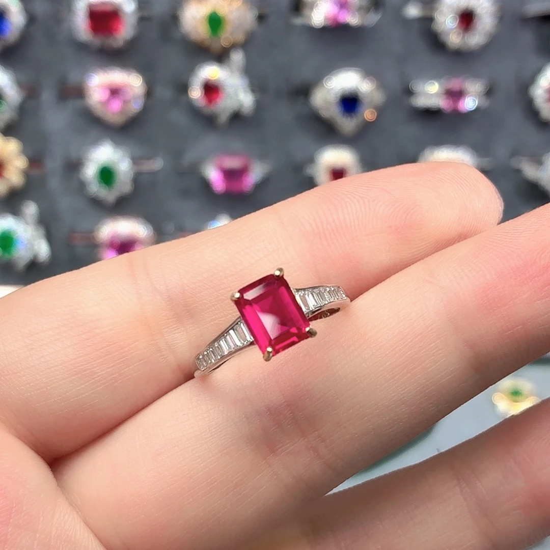 925银培育卢比莱色宝石