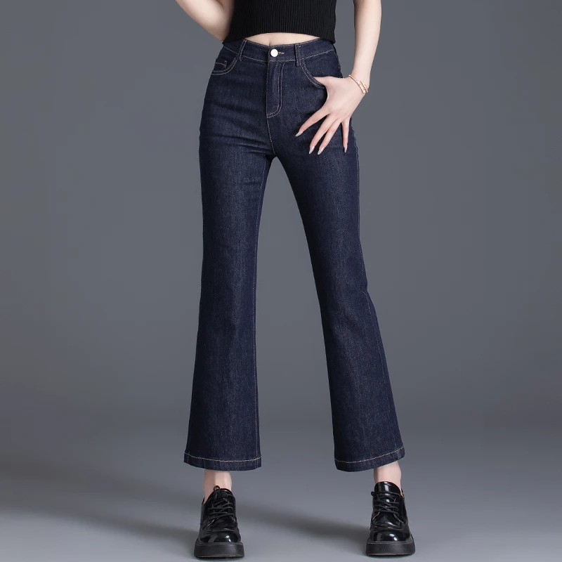 女士牛仔裤2025秋冬新款高腰微喇裤子九分显瘦喇叭裤小个子喇叭裤