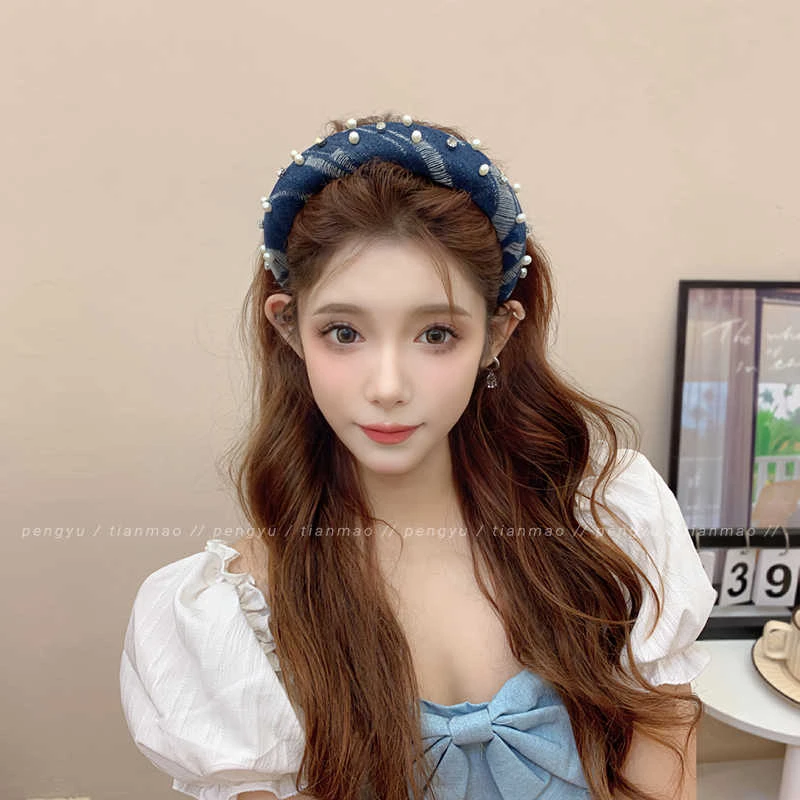 珍珠宽边发箍女高级感洋气时尚发卡头箍高颅顶显脸小减龄轻奢发卡