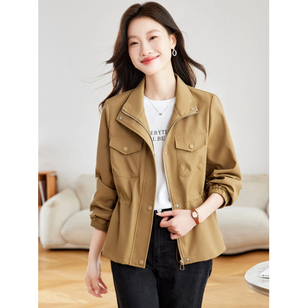 女士短外套2025秋季新款气质百搭收腰显瘦短款风衣小个子夹克上衣
