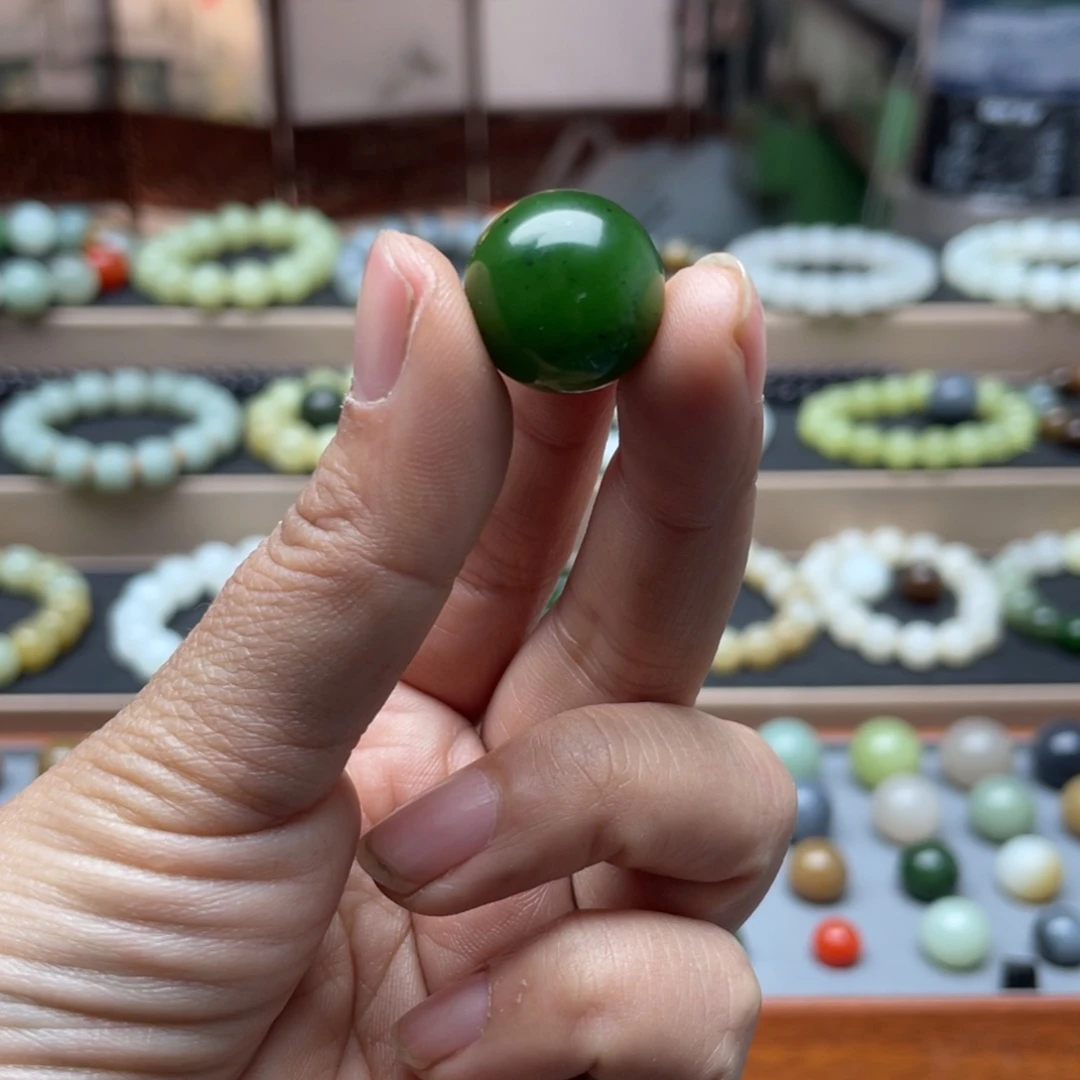 和田玉（碧玉）单珠17未镶嵌